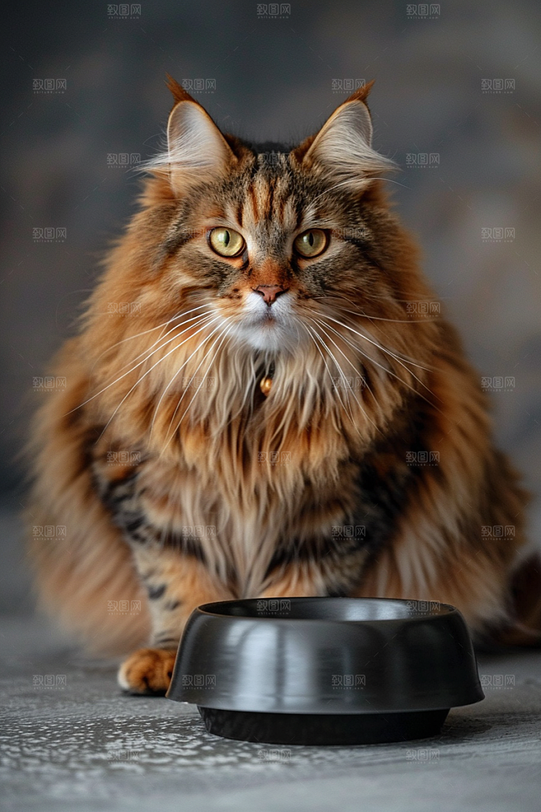 缅因猫长毛猫家居生活摄影图