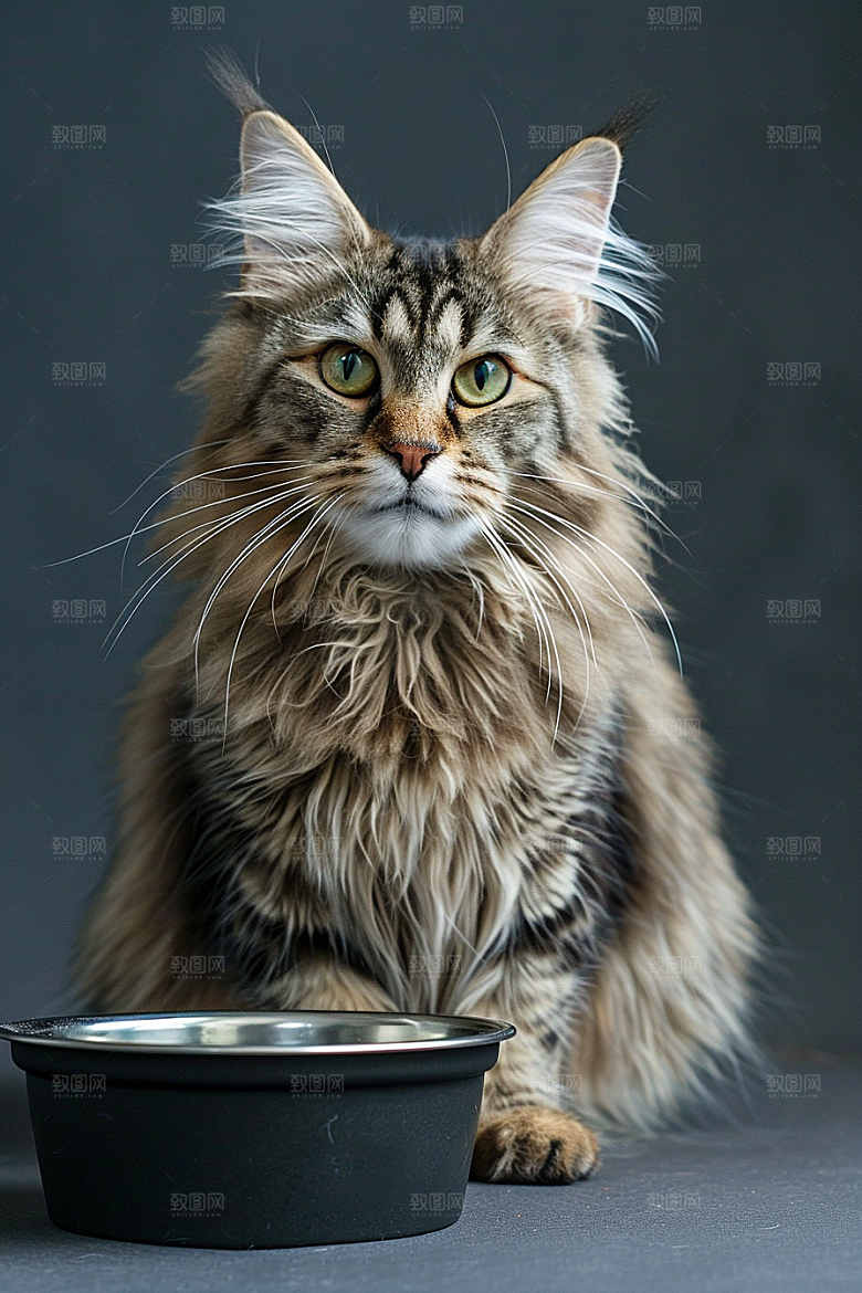 缅因猫品种猫可爱摄影图