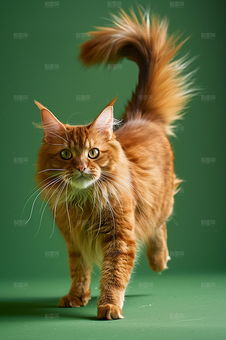 缅因猫宠物猫家居生活摄影图
