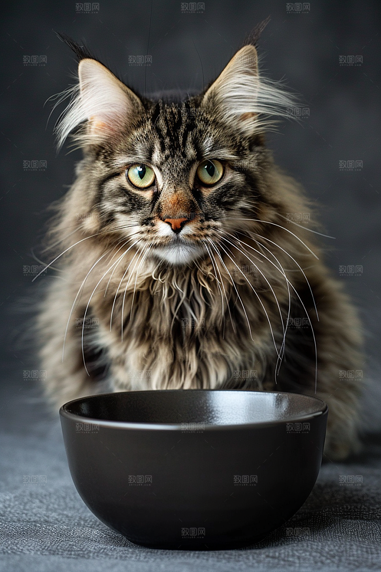 缅因猫宠物猫长毛猫摄影图