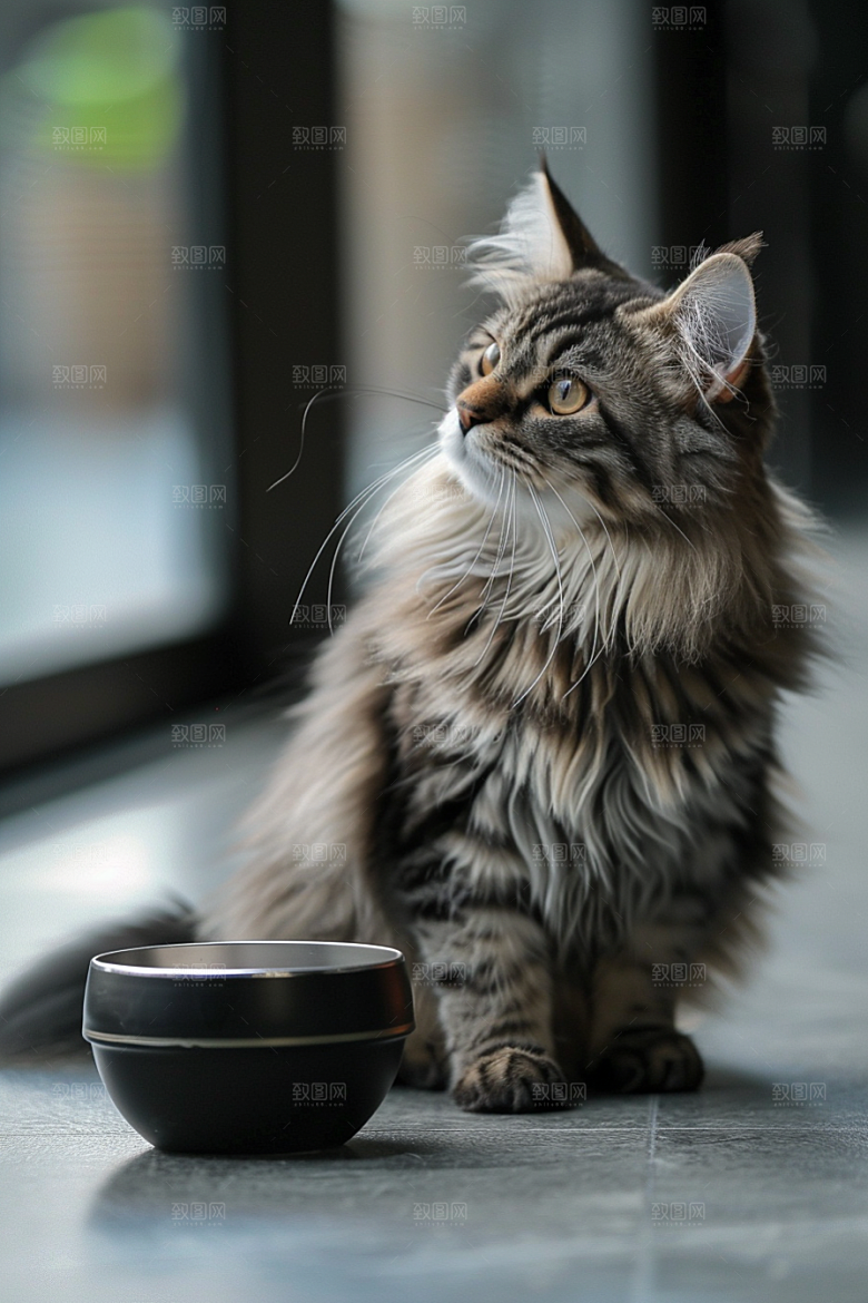缅因猫陪伴养宠摄影图