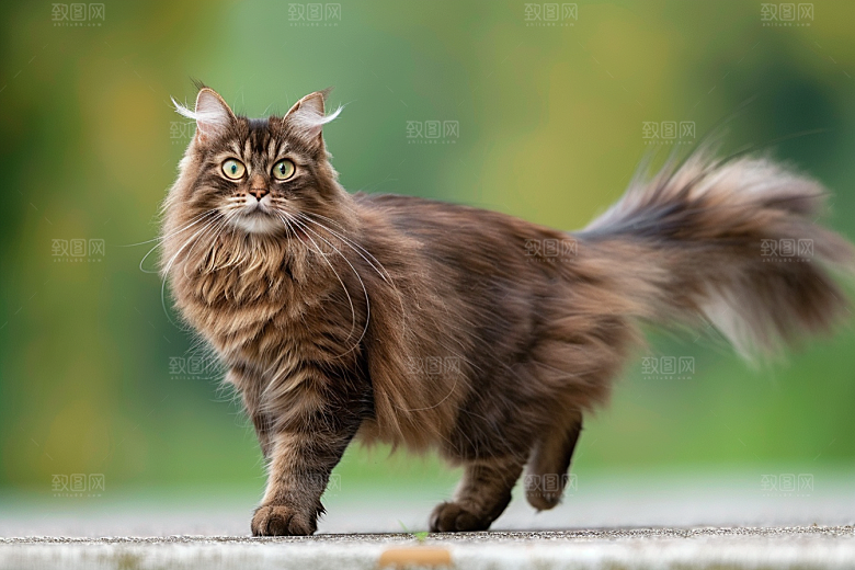 缅因猫陪伴可爱摄影图