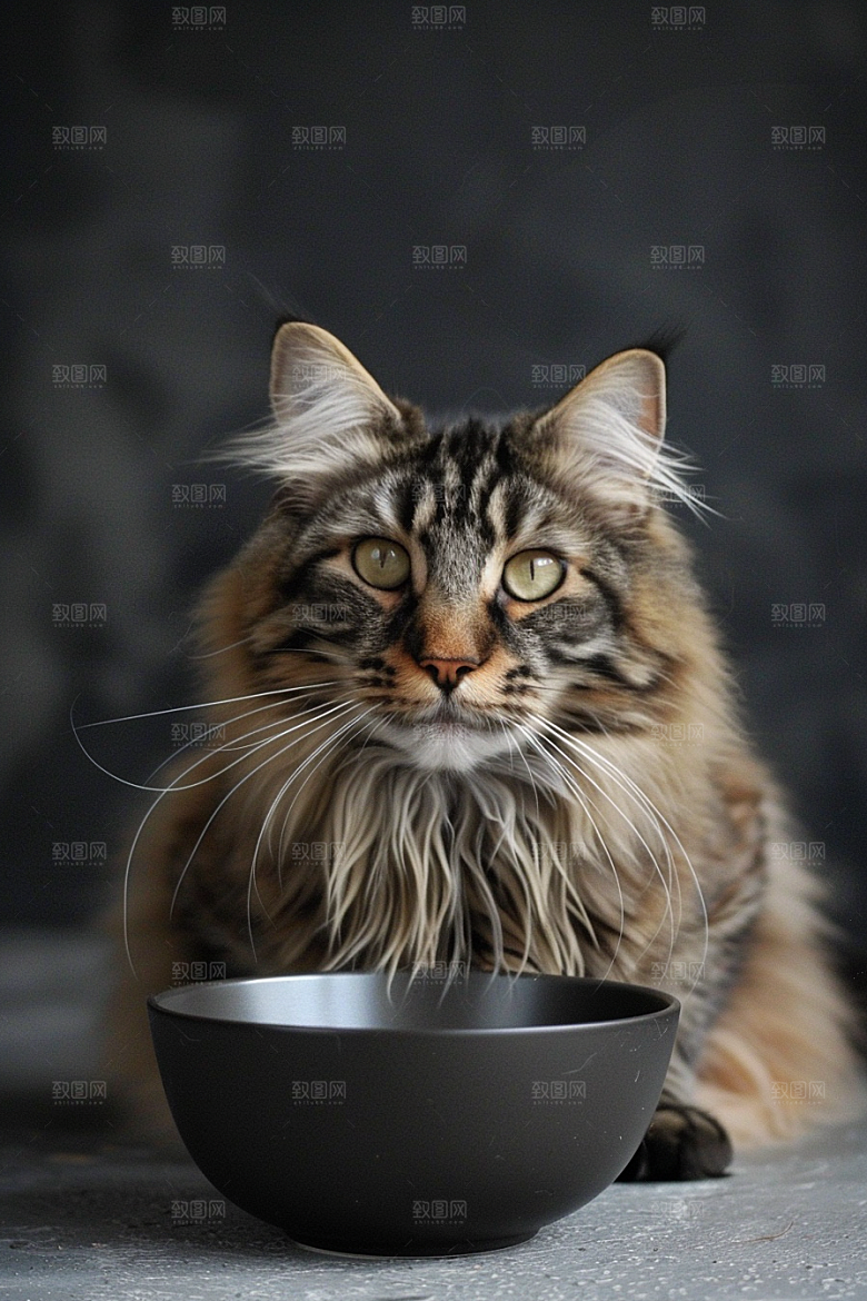 缅因猫品种猫宠物猫摄影图