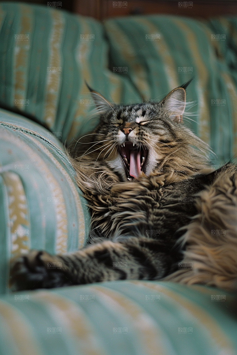 缅因猫毛茸茸可爱摄影图