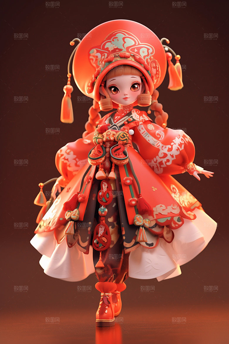 苗族人物3D形象模型