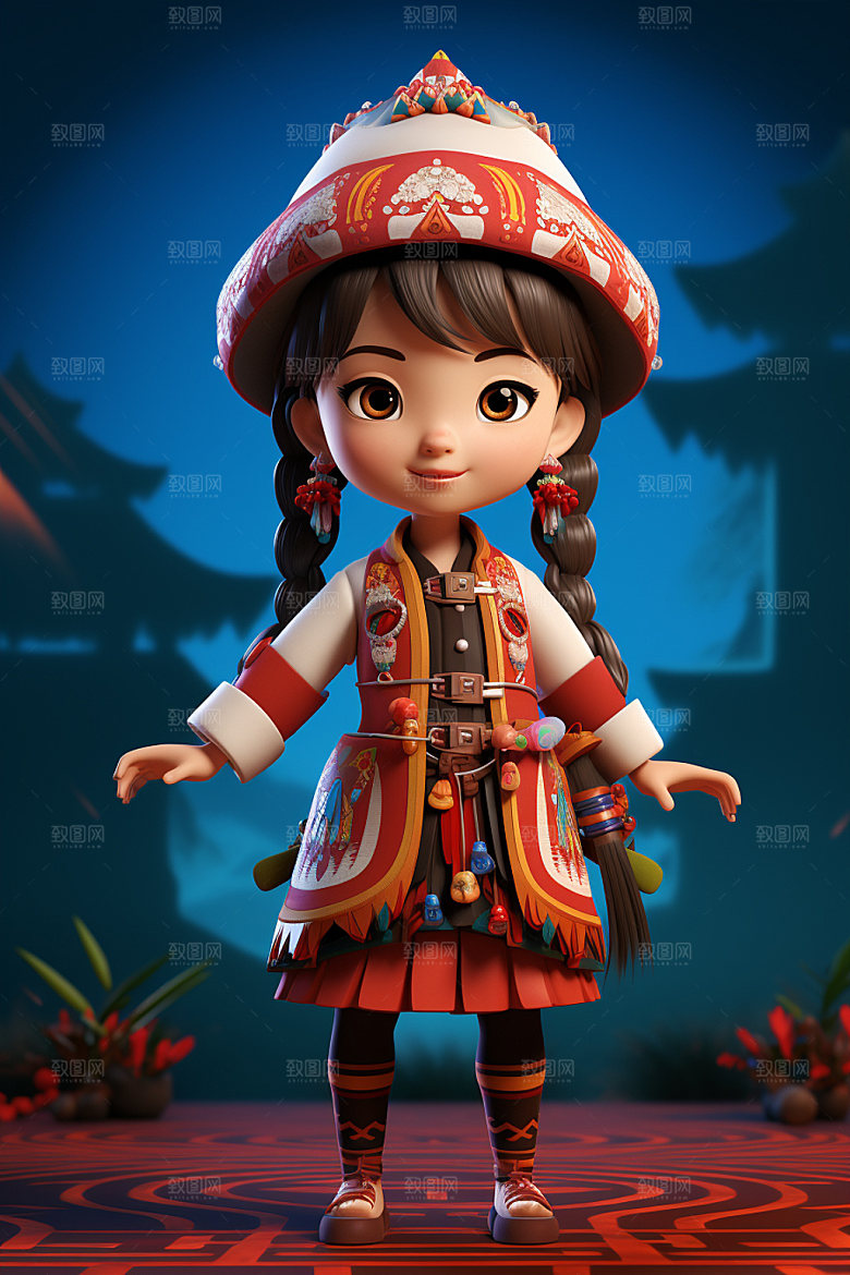苗族人物3D立体模型