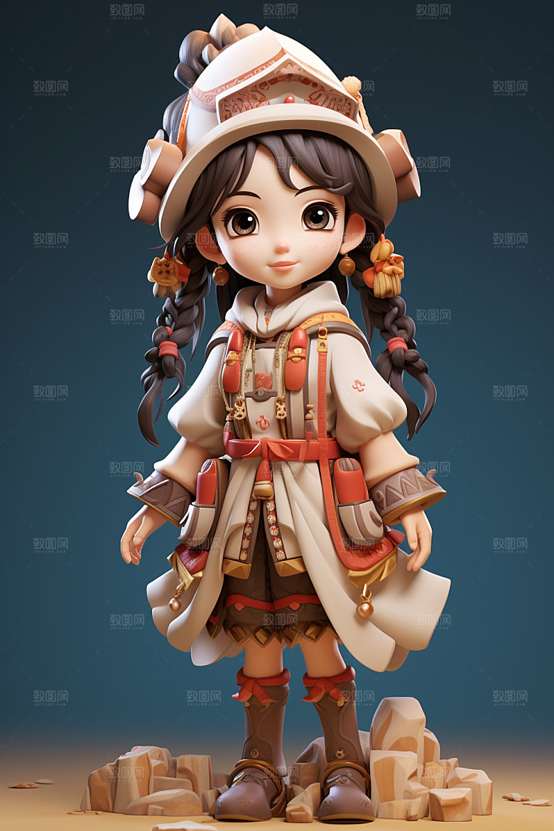 苗族人物3D形象模型