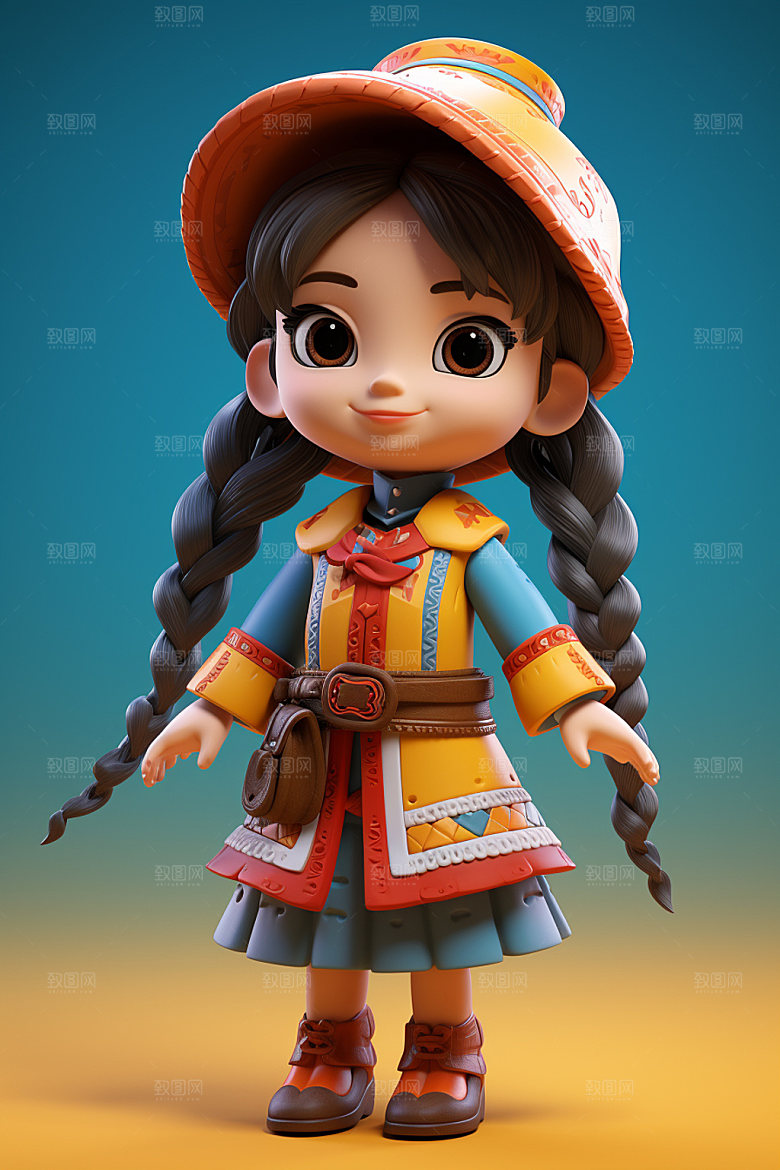 苗族人物3D形象模型