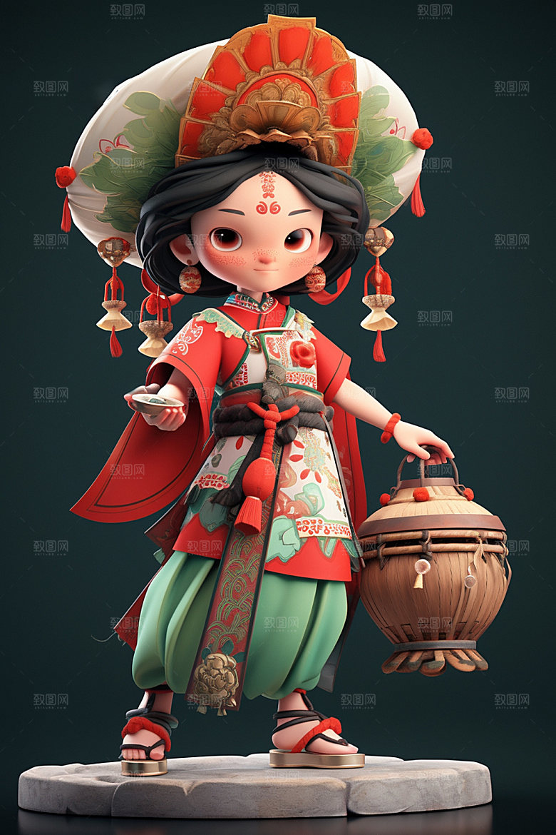 苗族人物3D形象模型