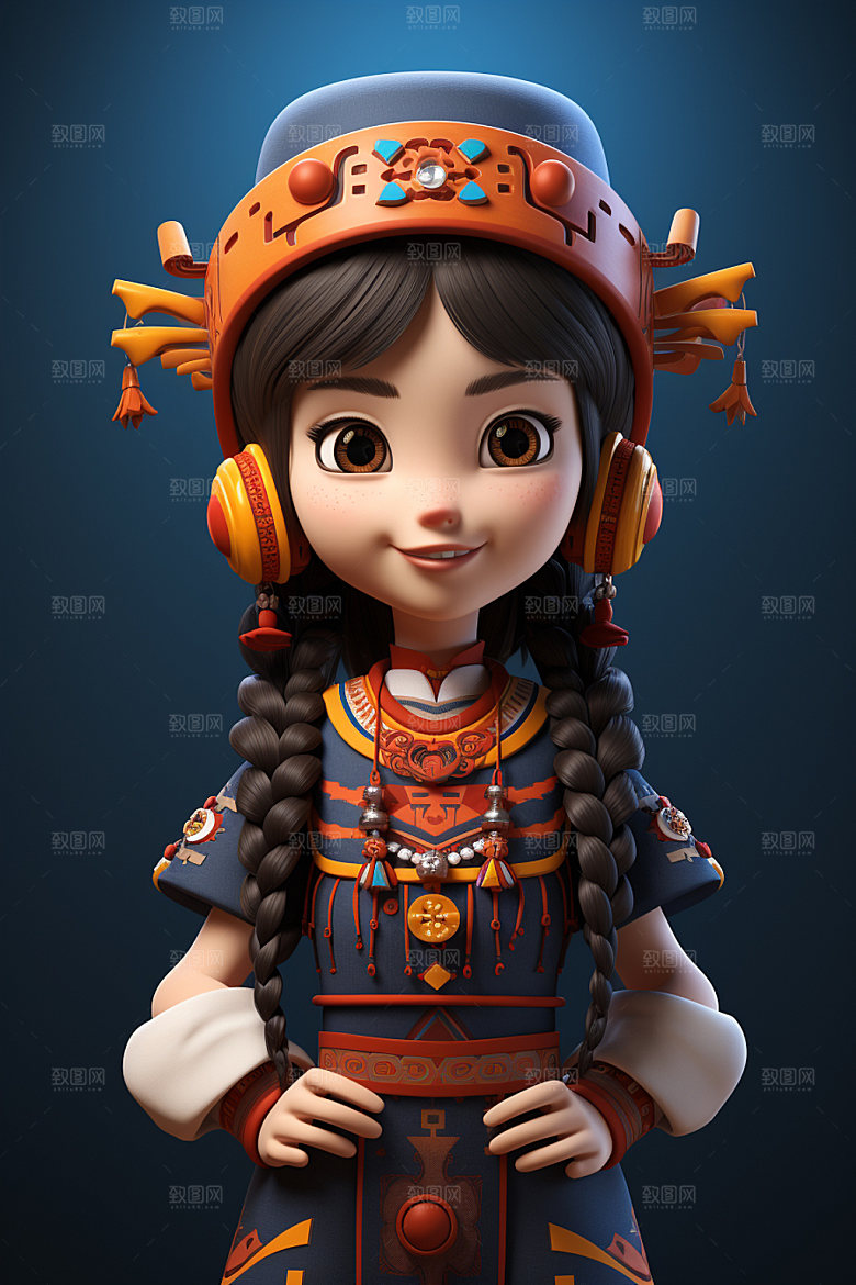 苗族人物3D形象模型