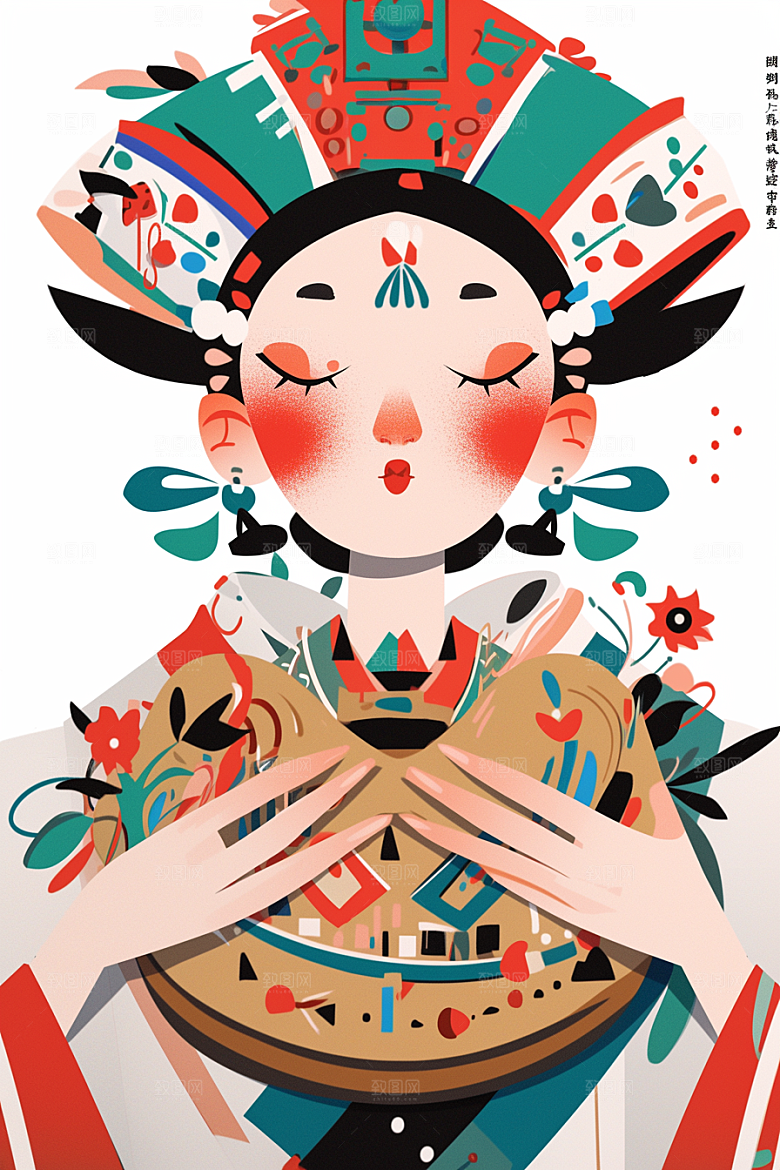 扁平风少数民族中国风地域特色插画