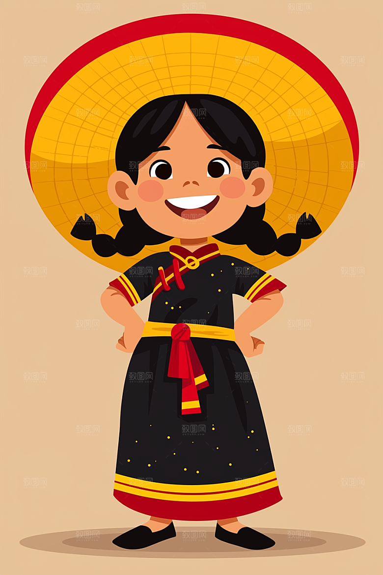 扁平风少数民族地域特色艺术感插画