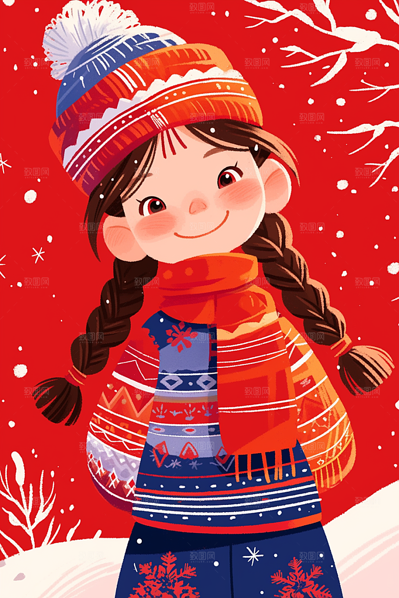 扁平风少数民族平面彩色插画