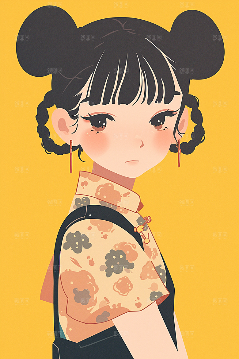 扁平风少数民族传统文化高清插画