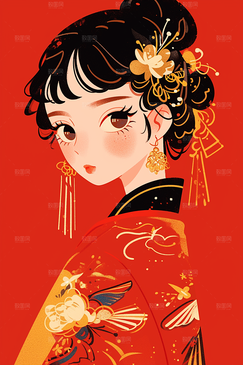 扁平风少数民族高清彩色插画