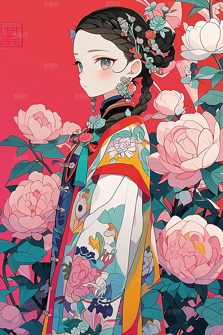 扁平风少数民族高清地域特色插画