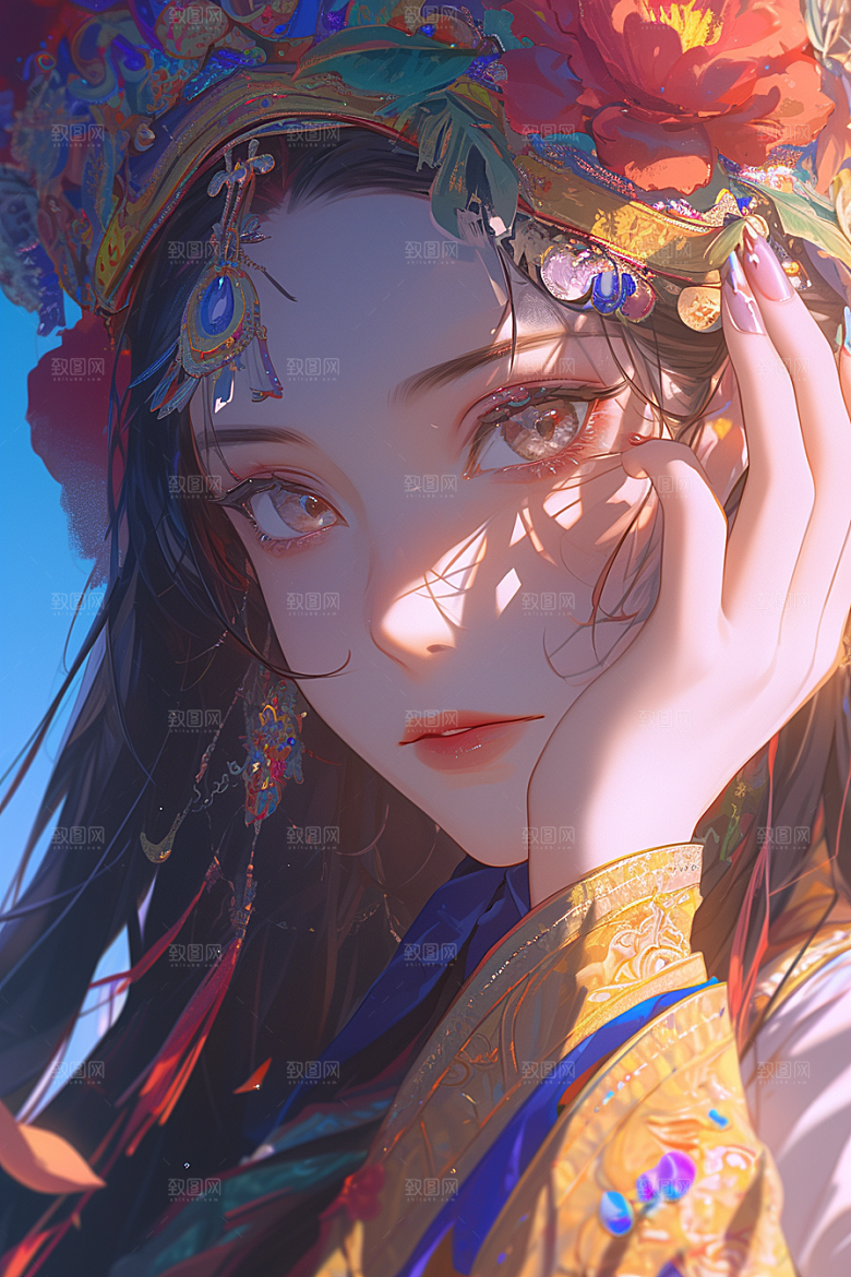 扁平风少数民族彩色平面插画