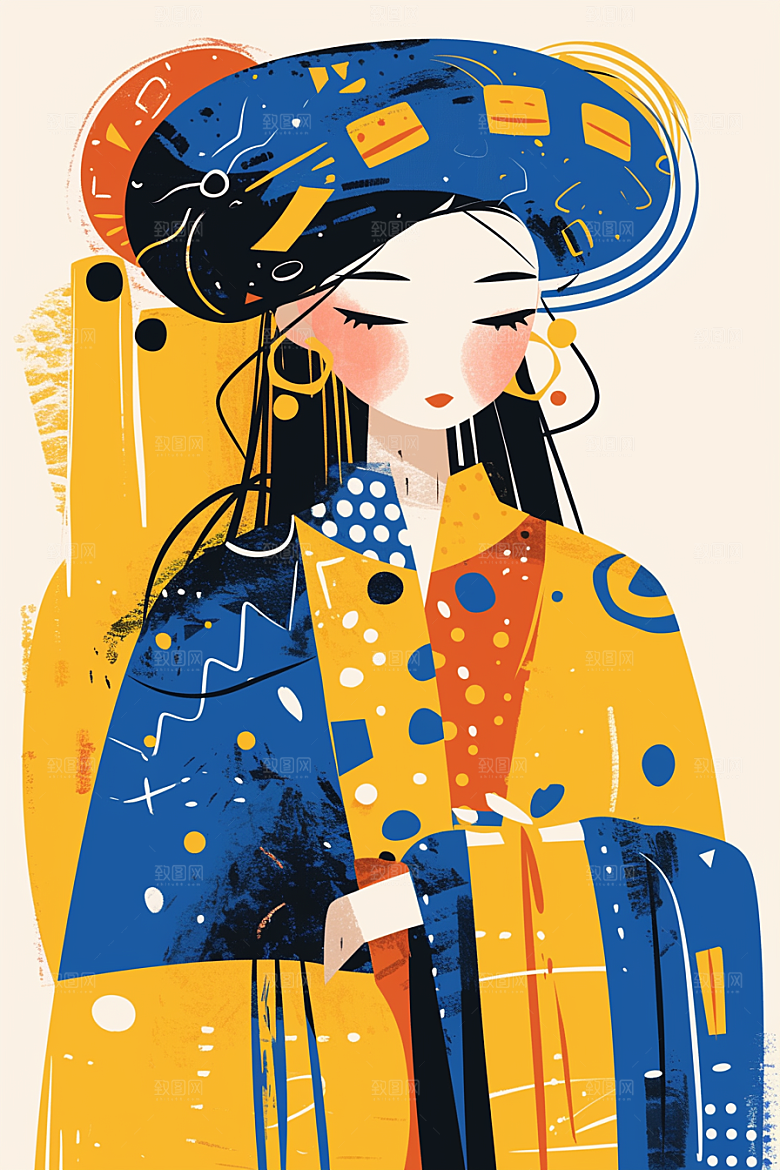 扁平风少数民族地域特色高清插画