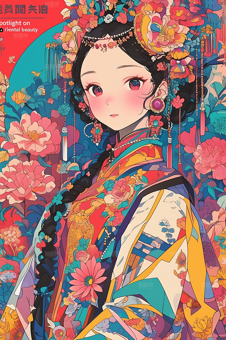 扁平风少数民族地域特色人物插画