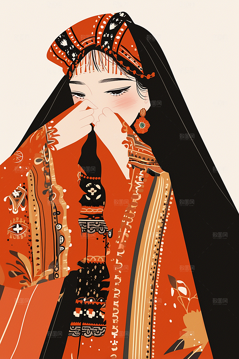 扁平风少数民族高清地域特色插画