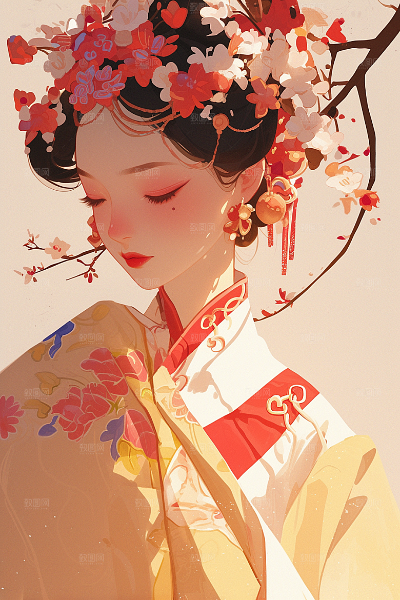扁平风少数民族彩色高清插画