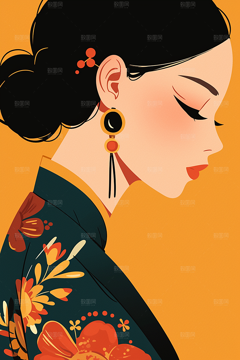 扁平风少数民族手绘高清插画