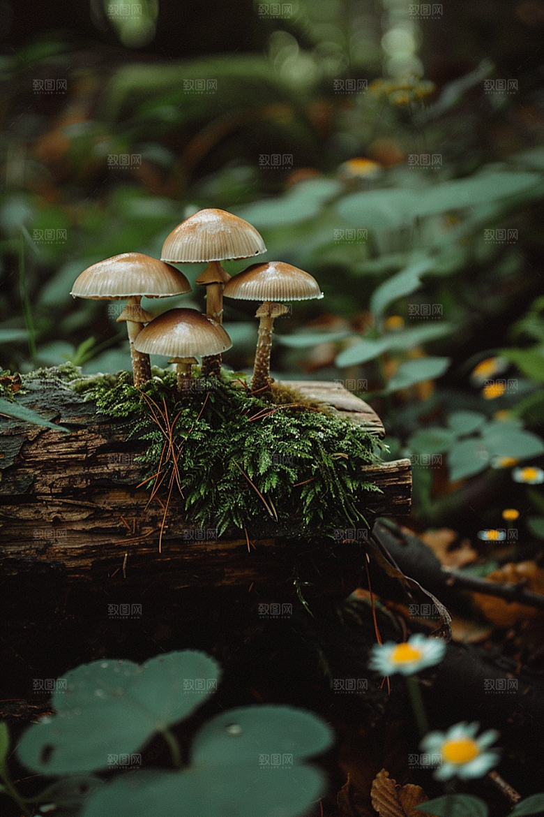 蘑菇山林自然摄影图