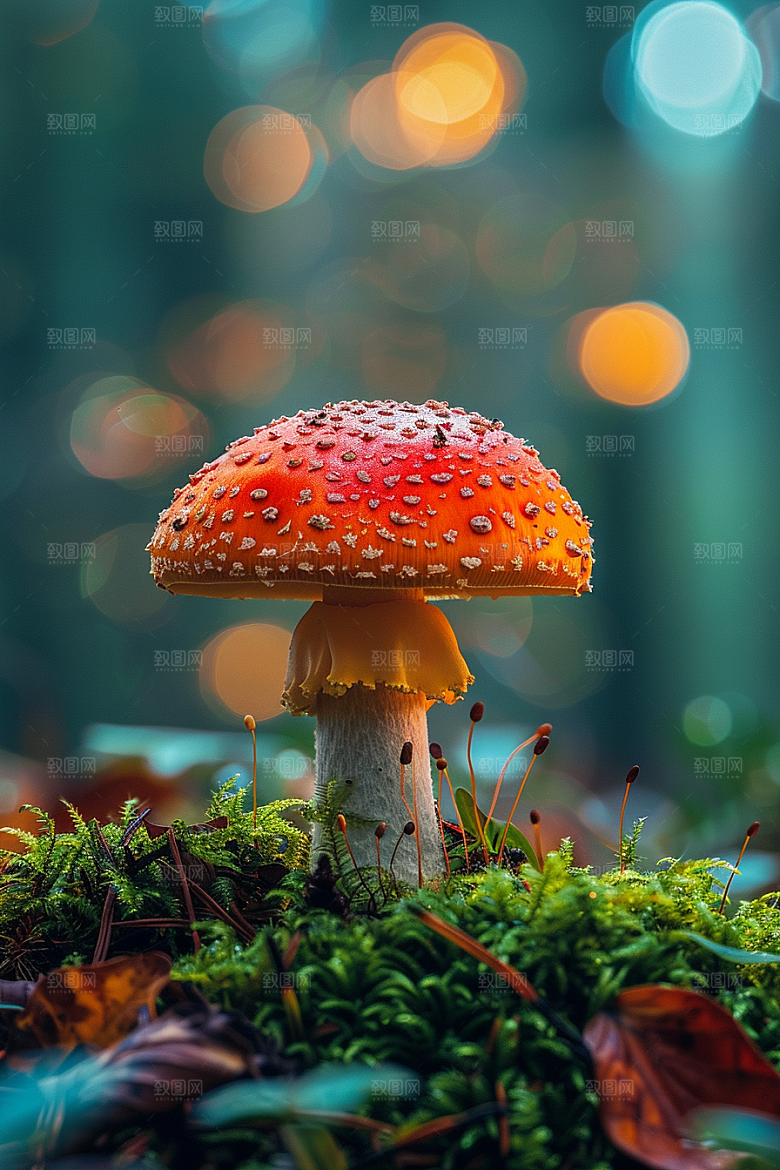 蘑菇菌子树林摄影图