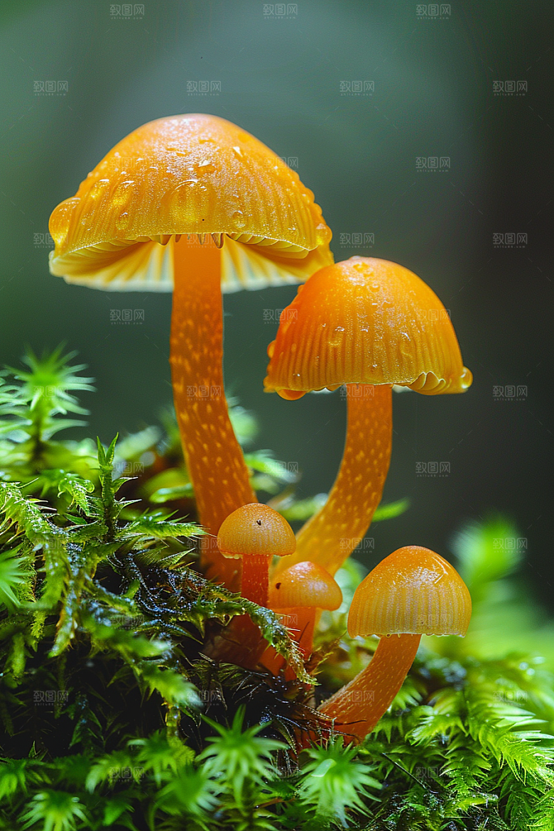 蘑菇清新雨后摄影图