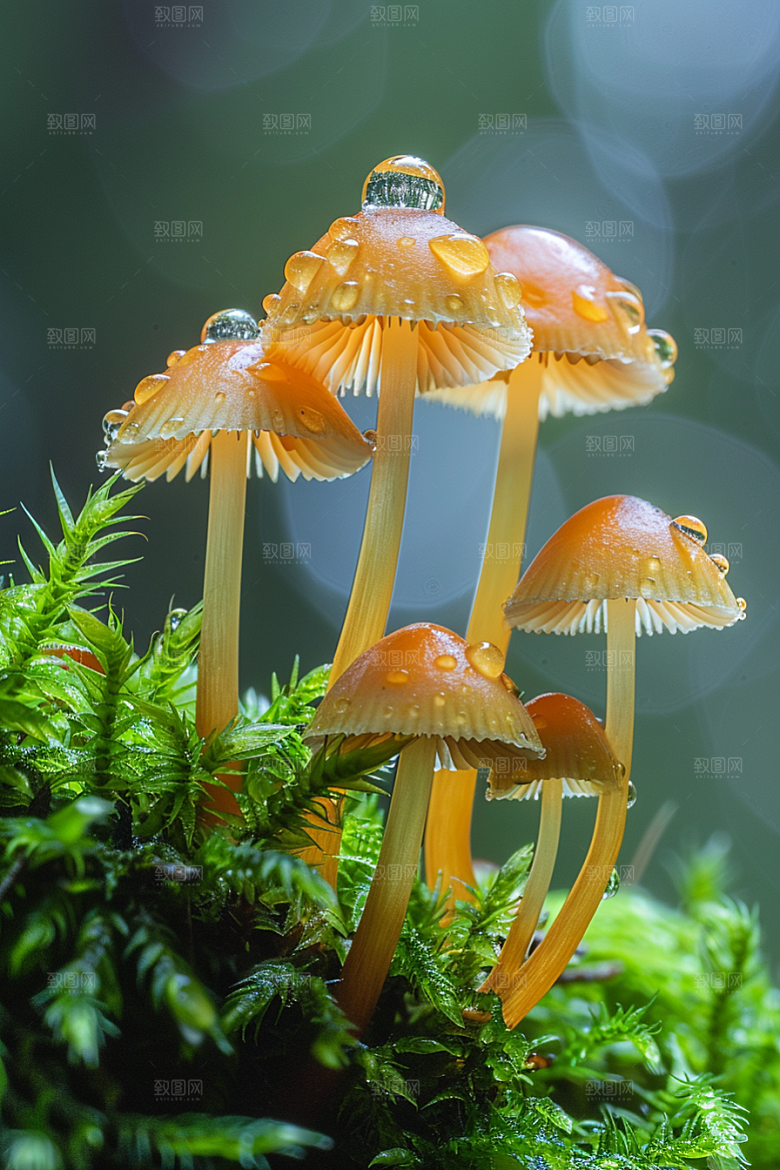 蘑菇清新雨后摄影图