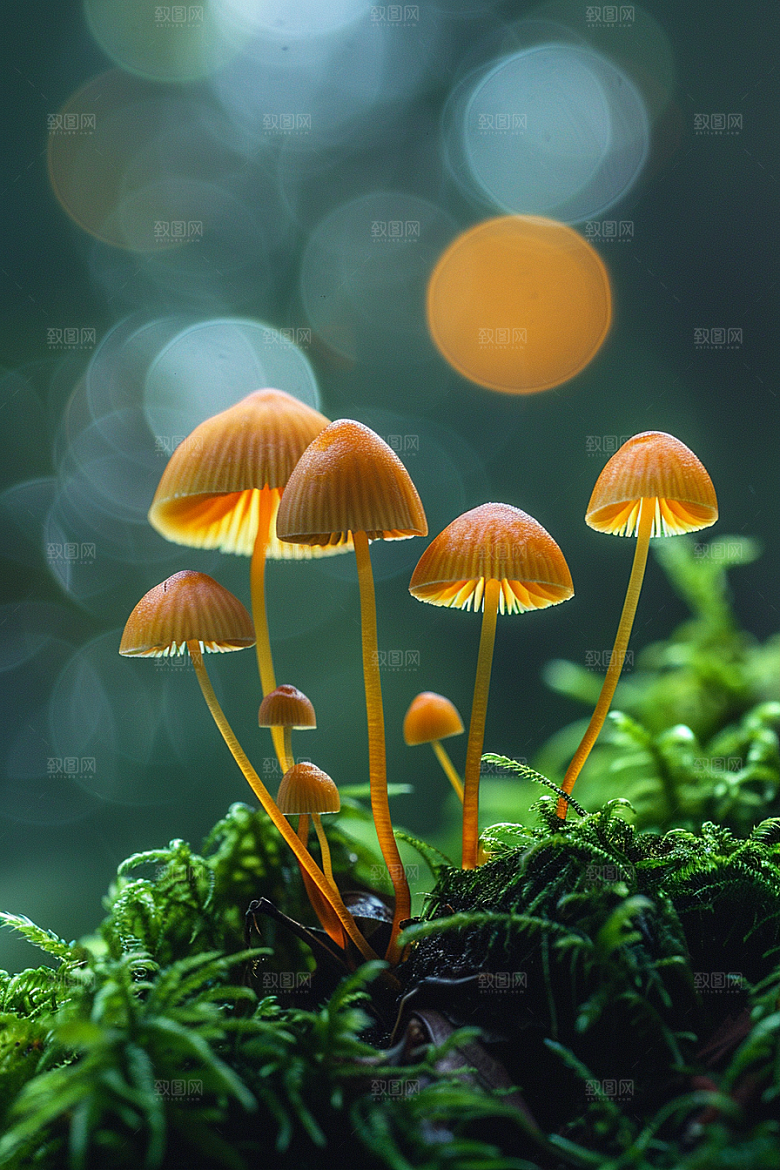 蘑菇雨后清新摄影图