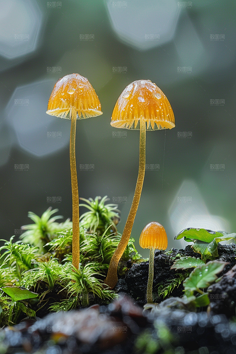 蘑菇自然雨后摄影图