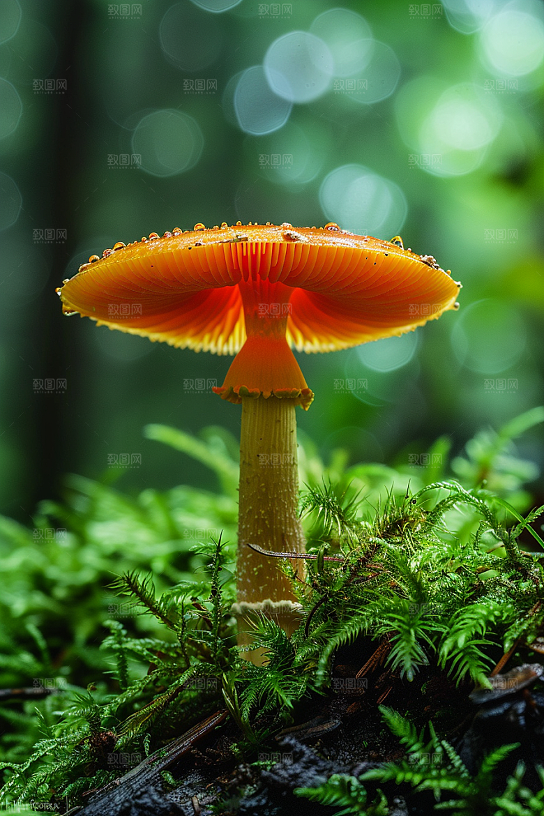 蘑菇清新雨后摄影图