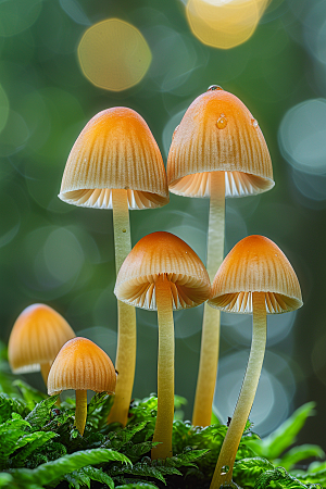 蘑菇清新雨后摄影图