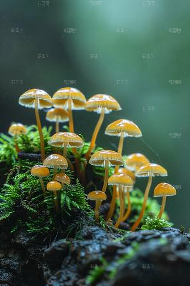 蘑菇清新雨后摄影图