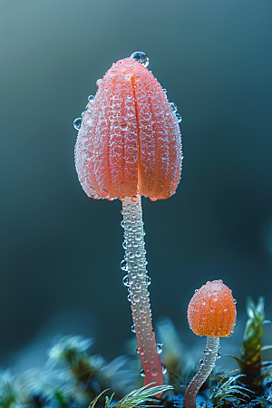 蘑菇雨后高清摄影图