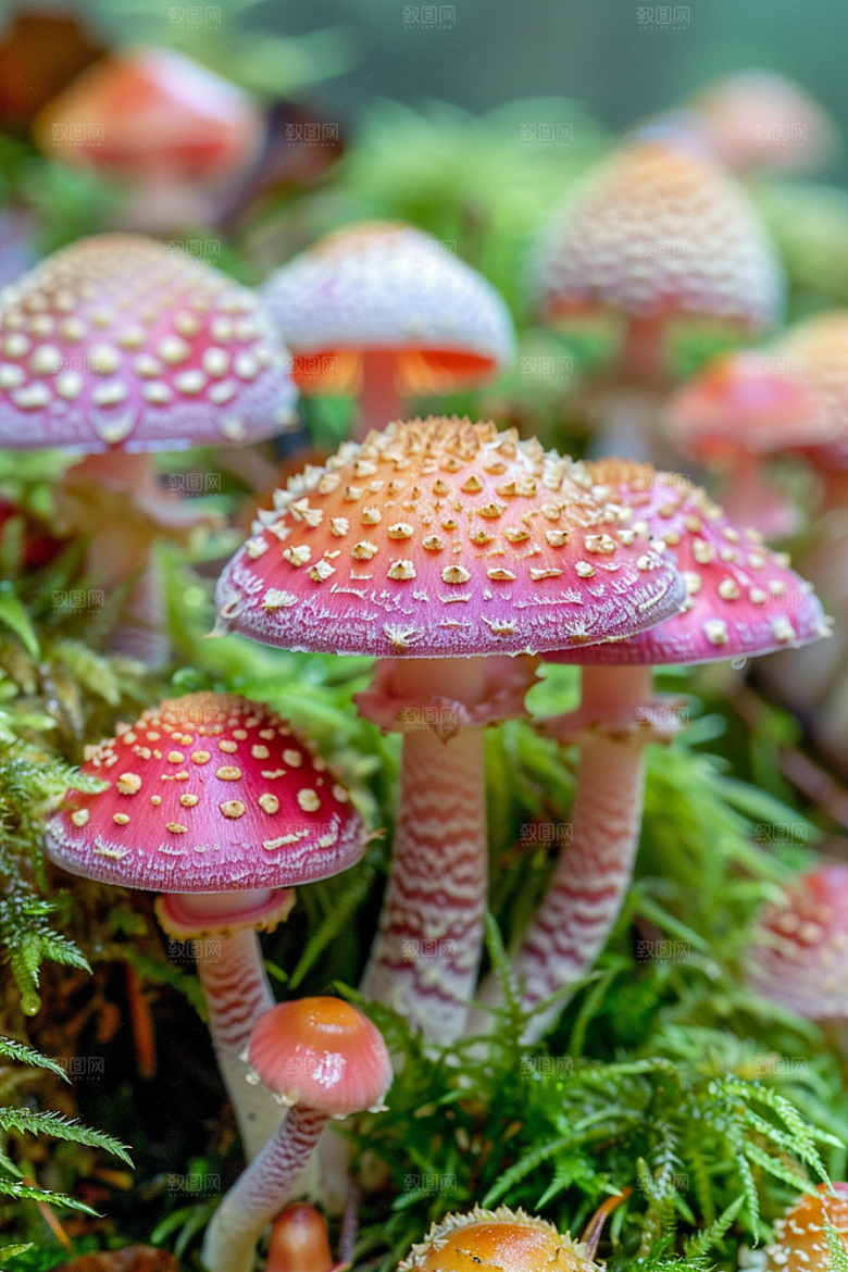 蘑菇山林新鲜摄影图