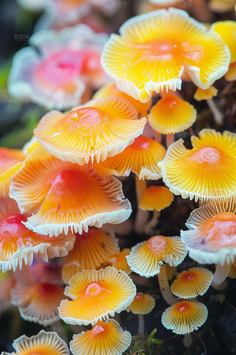 蘑菇雨后树林摄影图