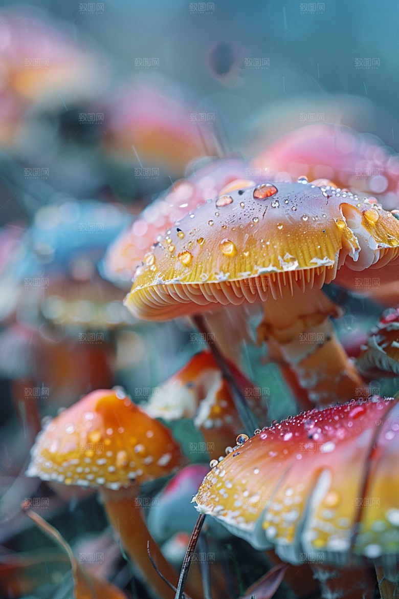 蘑菇菌菇雨后摄影图