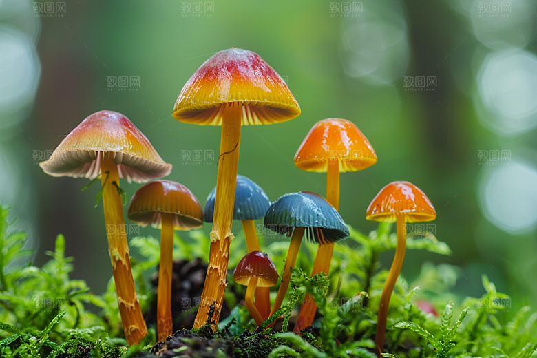 蘑菇高清雨后摄影图