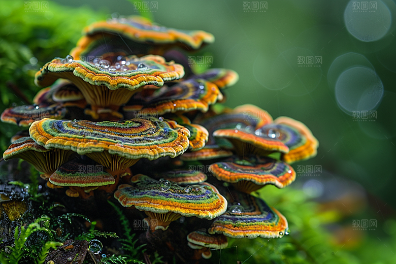 蘑菇山林新鲜摄影图