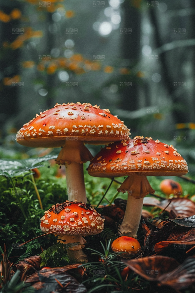 蘑菇山林自然摄影图