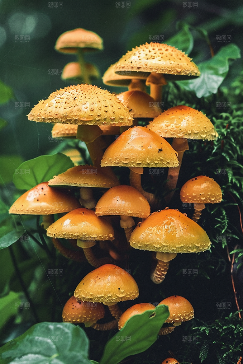 蘑菇雨后美味摄影图