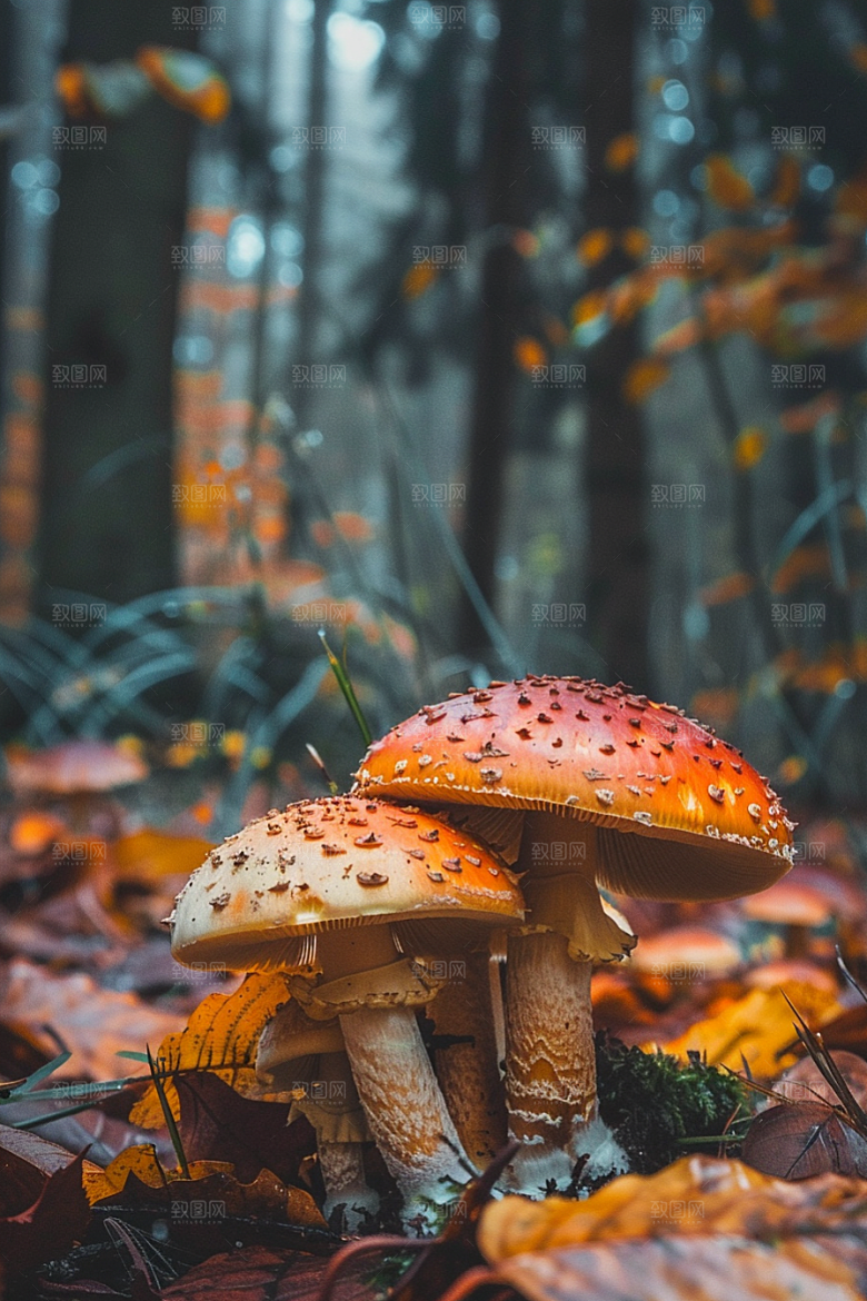 蘑菇食材雨后摄影图