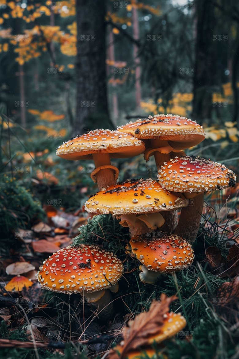 蘑菇雨后山林摄影图