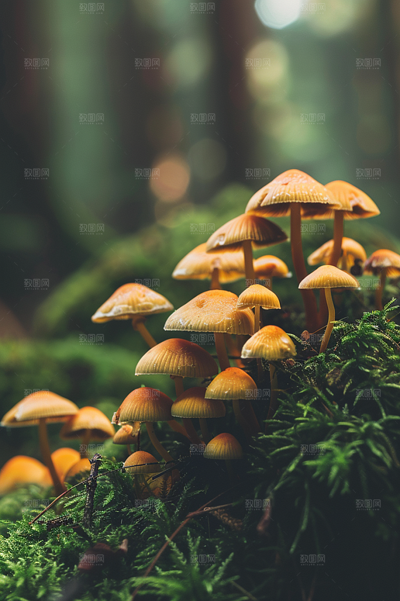 蘑菇雨后高清摄影图