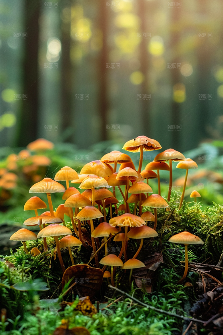 蘑菇树林清新摄影图