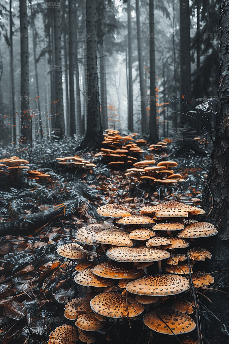蘑菇菌菇雨后摄影图