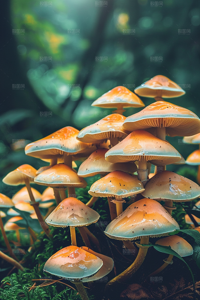 蘑菇鲜美雨后摄影图