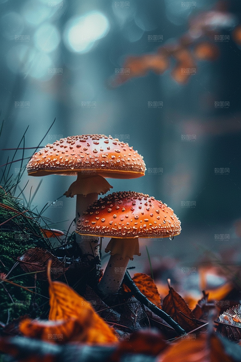 蘑菇食材雨后摄影图